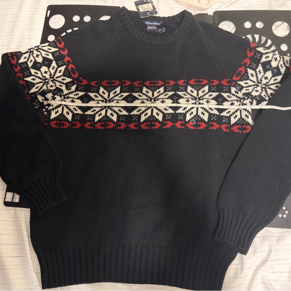 G.H. Bass & Co. Black Sweater with Red and White Nordic Design